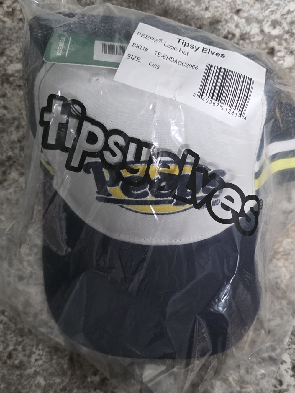 Nwt Unisex Tipsy Elves Navy and White Peeps Logo Hat